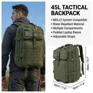 Men 45L Tactical Hiking Backpack