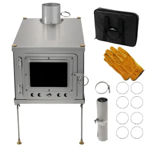 Foldable titanium wood-burning stove